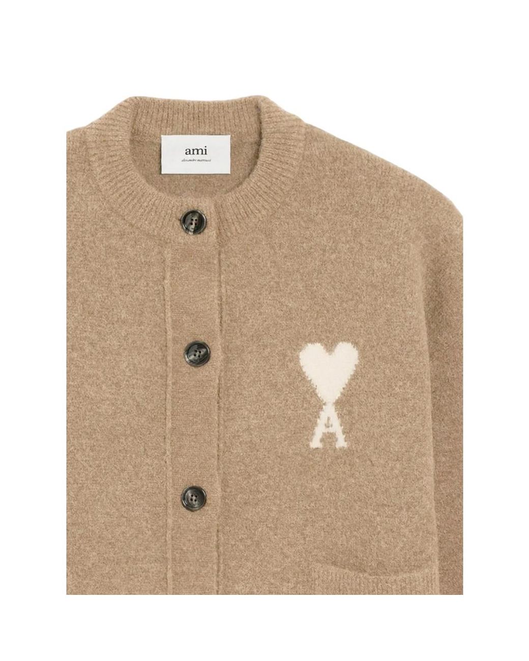 AMI Natural Ami De Coeur Knitted Cardigan
