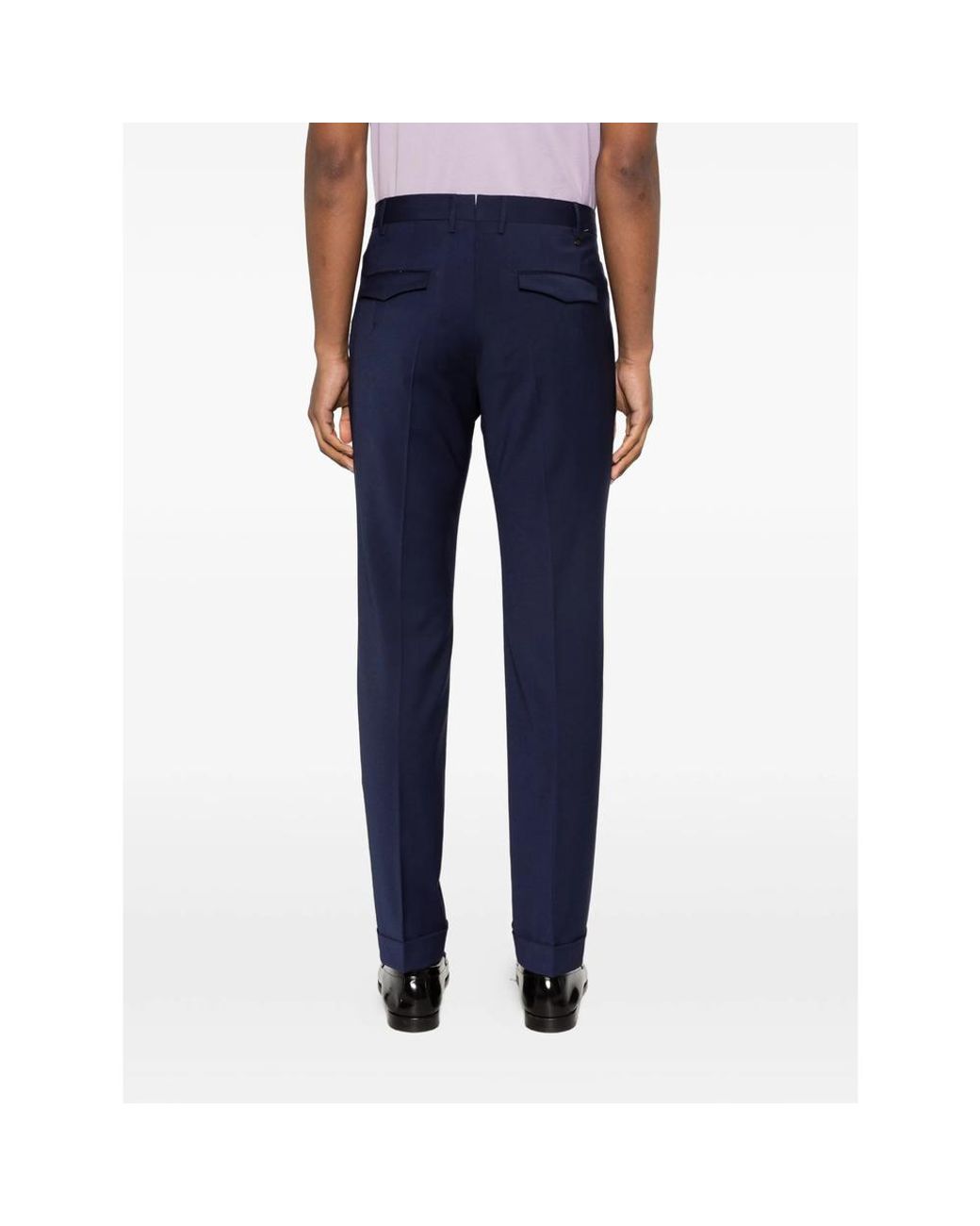 PT Torino Blue Traveller Pleat Cuffed Trousers for men