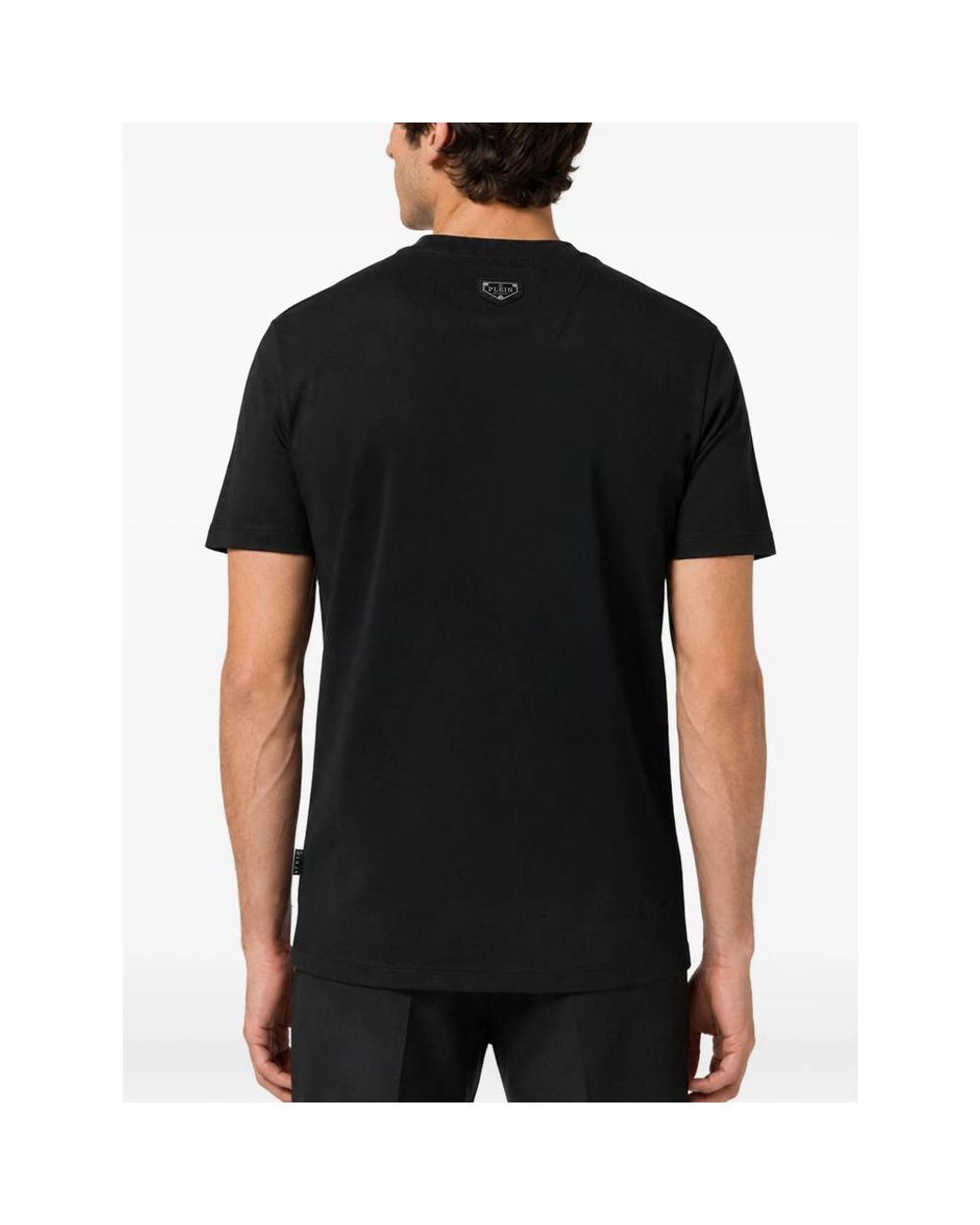Philipp Plein Black Round Neck T-Shirt Teddy Plane Stones for men