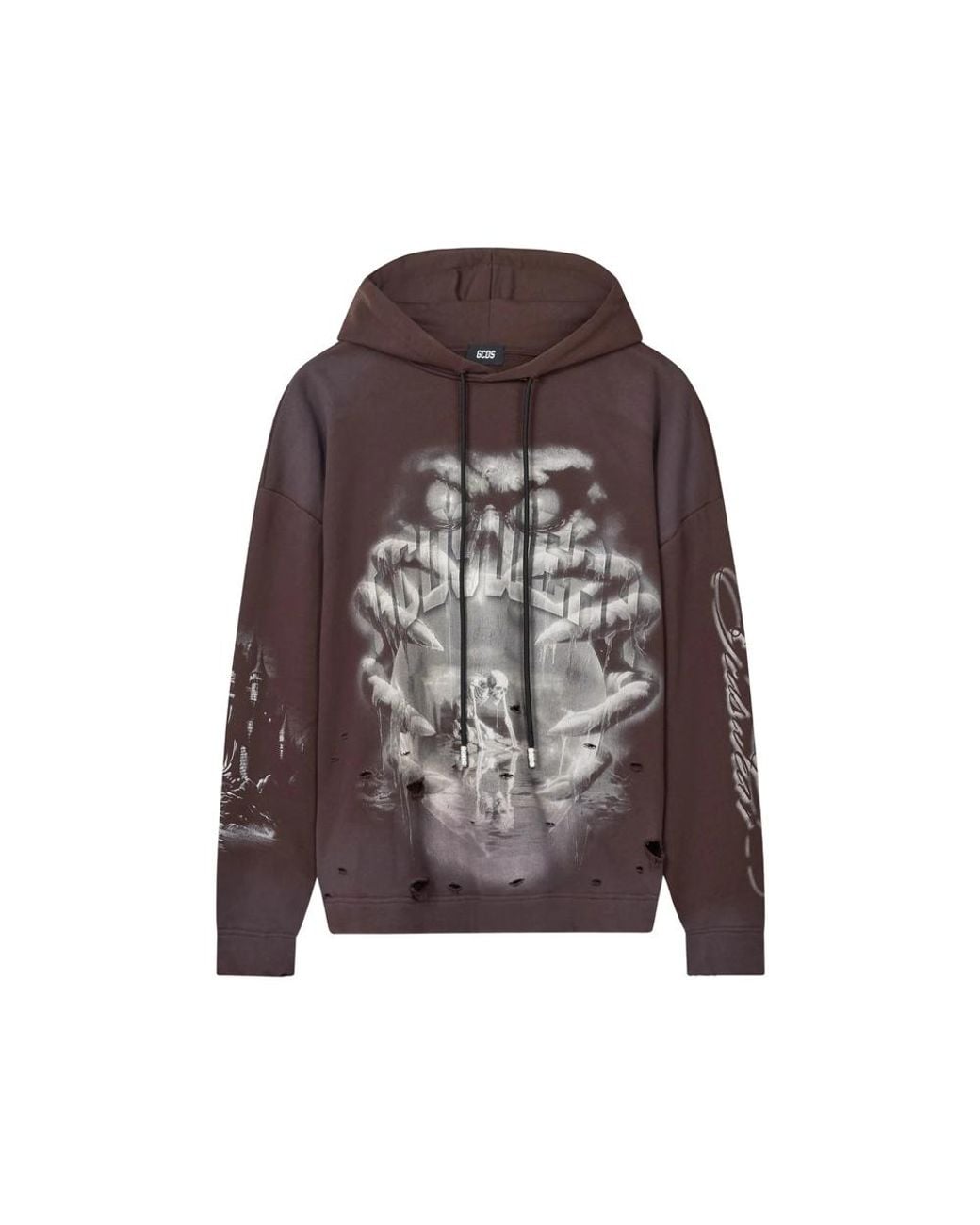 Gcds Brown Gothic Graphic-Print Hoodie for men