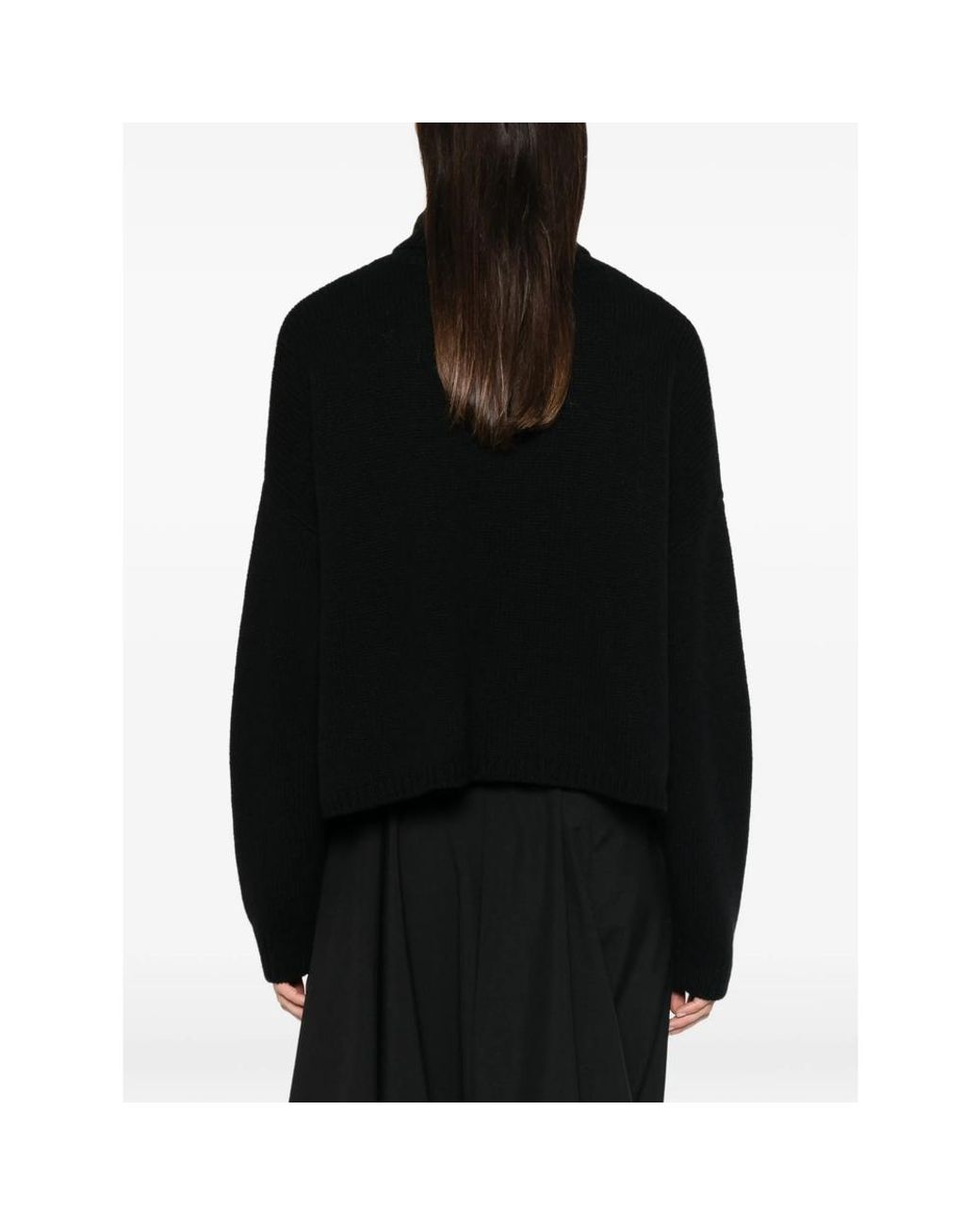 Lisa Yang Black Ribbed-Knit Roll-Neck Sweater