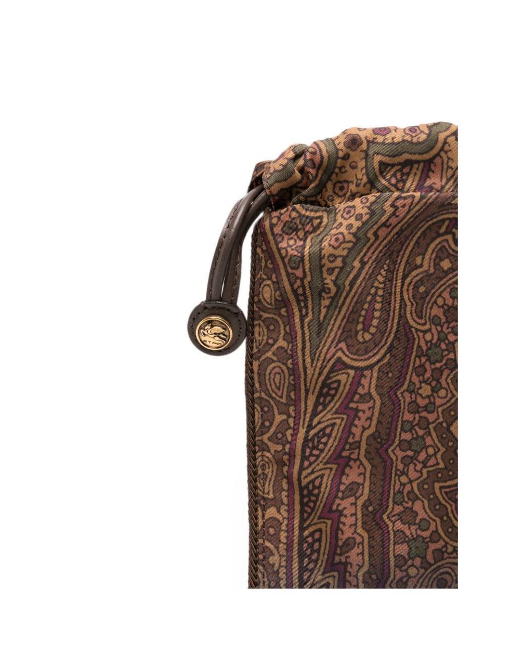 Etro Brown Paisley-Print Drawstring Tote Bag