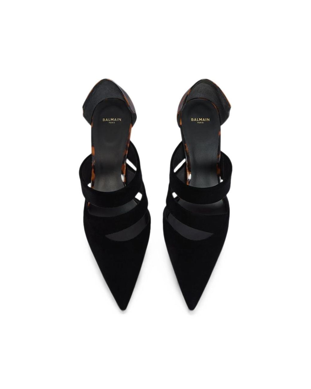 Balmain Black Velvet And Printed Patent Leather Pumps