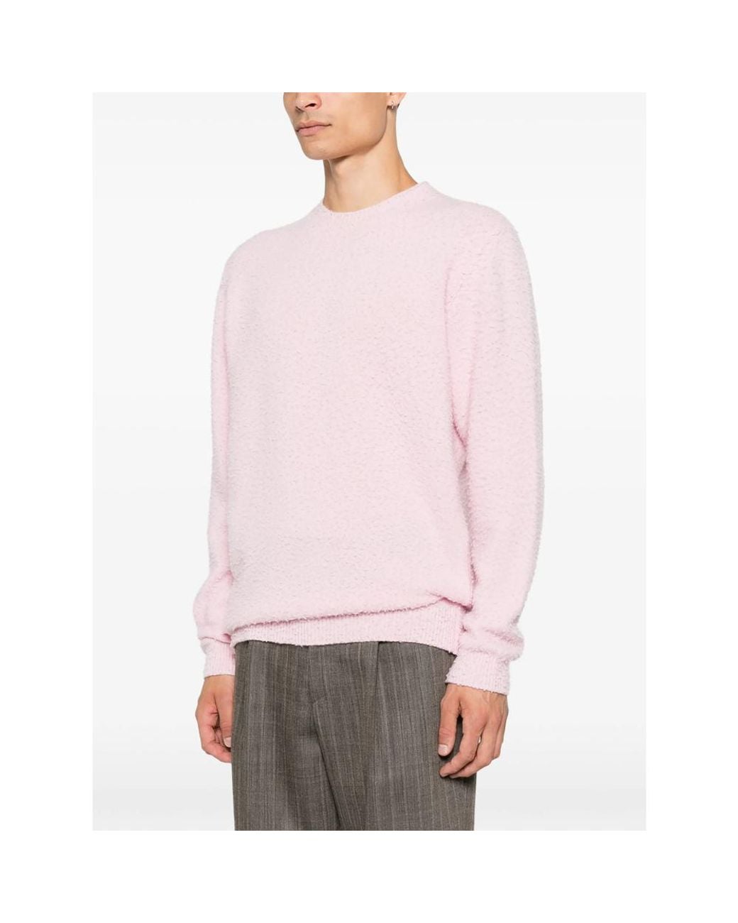 Scaglione Pink Bouclé-Knit Sweater for men