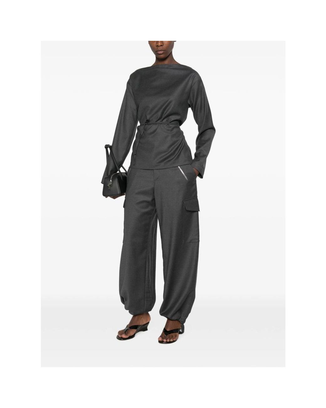 Barena Gray Elasticated-Cuff Tapered Trousers