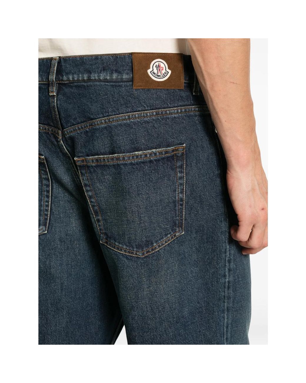 Moncler Blue Straight-Leg Denim Jeans for men
