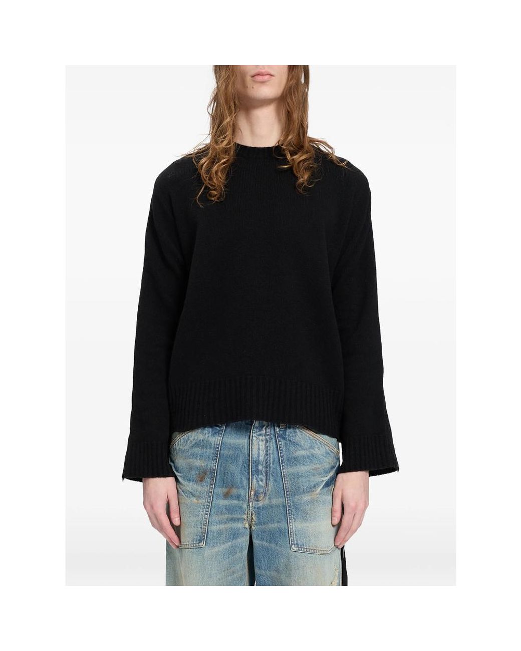 Ann Demeulemeester Black Crew-Neck Sweater for men