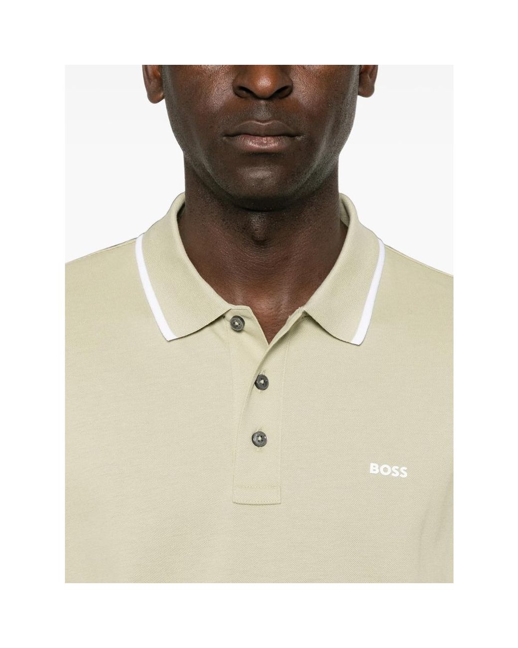 Boss Natural Parlay 190 Logo-Print Tipped Polo Shirt for men