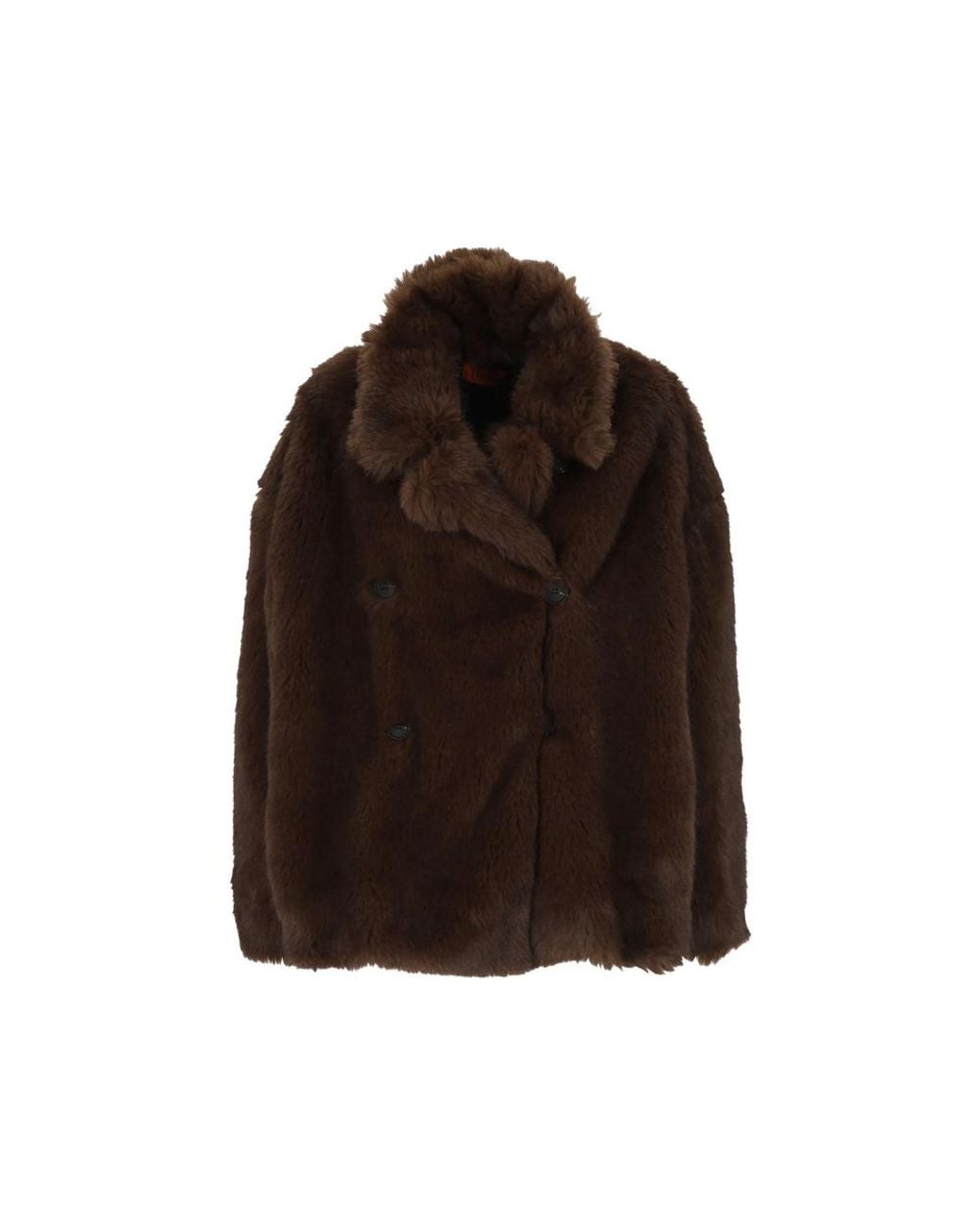 Thelatest Brown Faux-Fur Double-Breasted Jacket