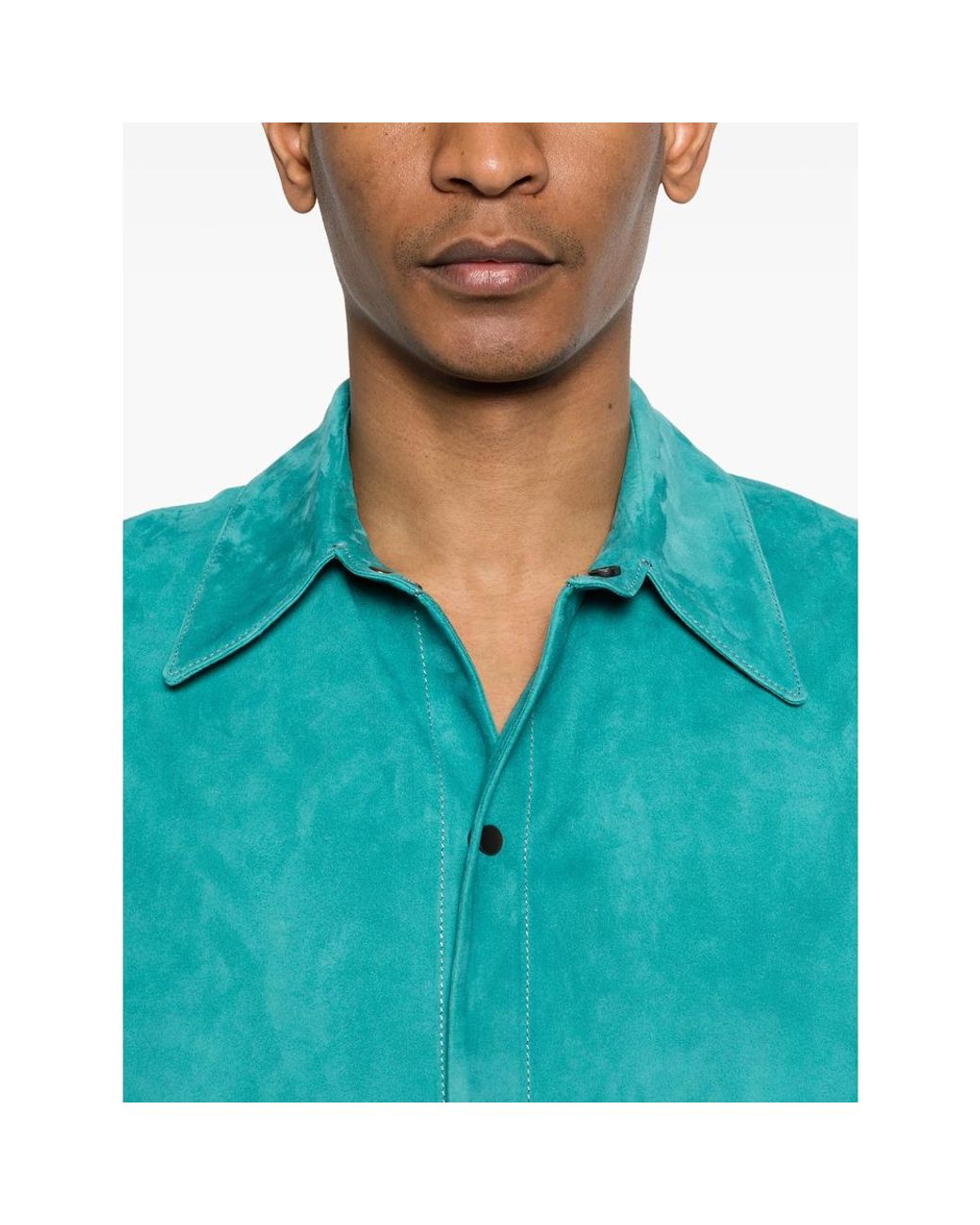Salvatore Santoro Blue Button-Up Short-Sleeve Overshirt for men