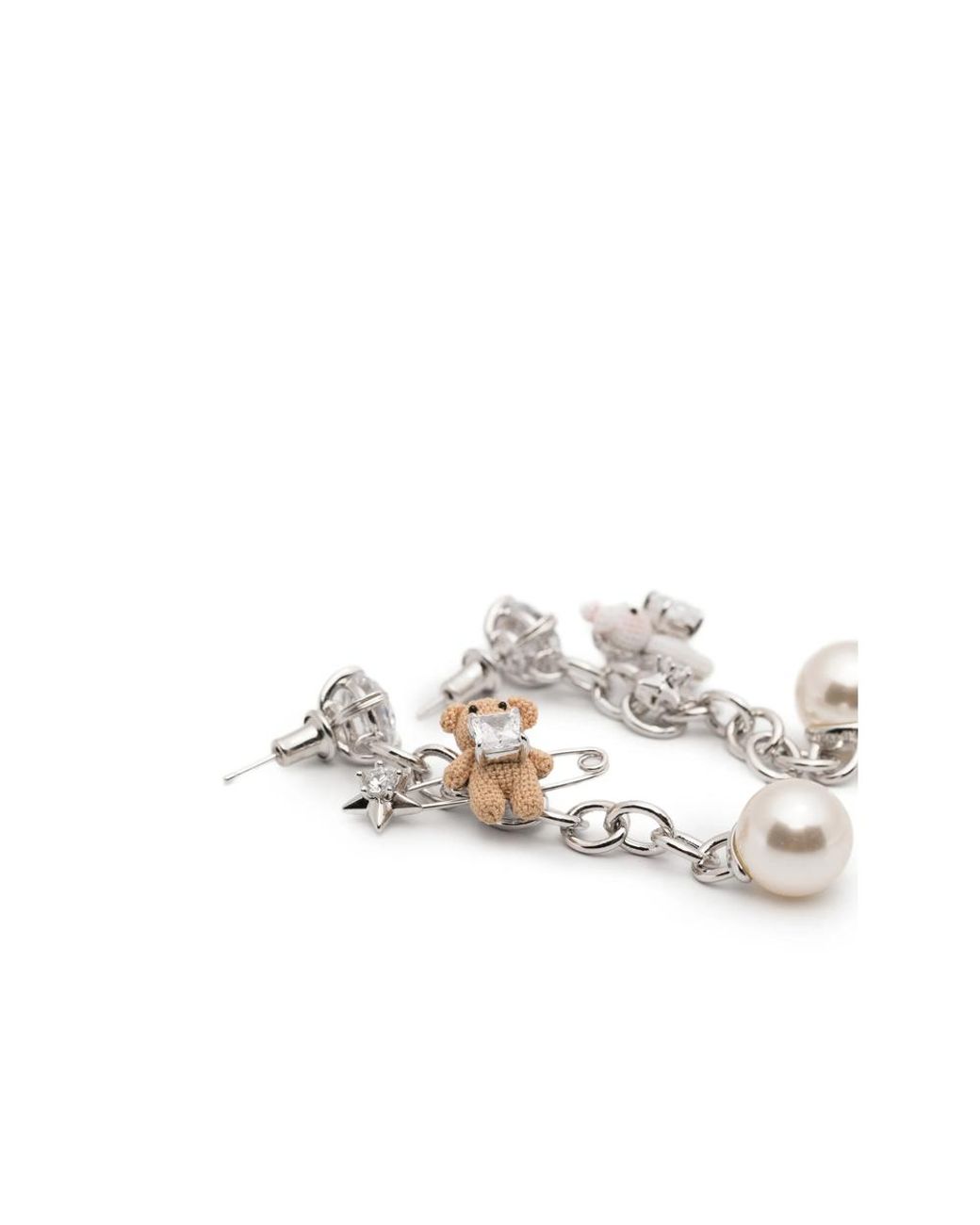 YVMIN White Crystal-Embellished Drop Earrings
