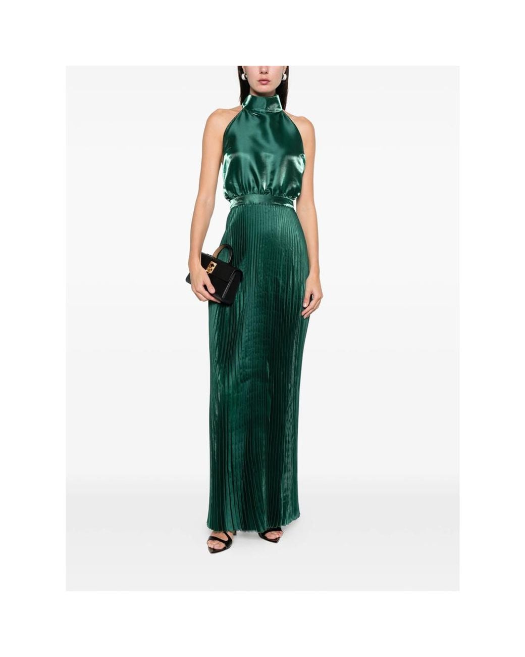 LIDEE Woman Green Primrose Hill Gown Pine Gloss Maxi Dress