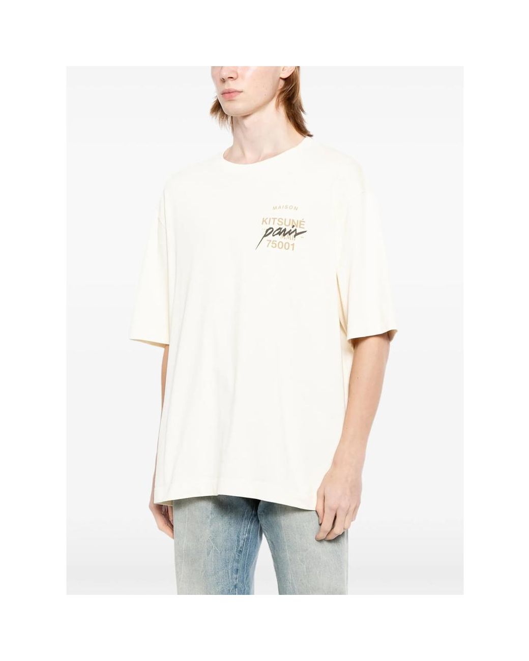 Maison Kitsuné White Logo-Print T-Shirt for men