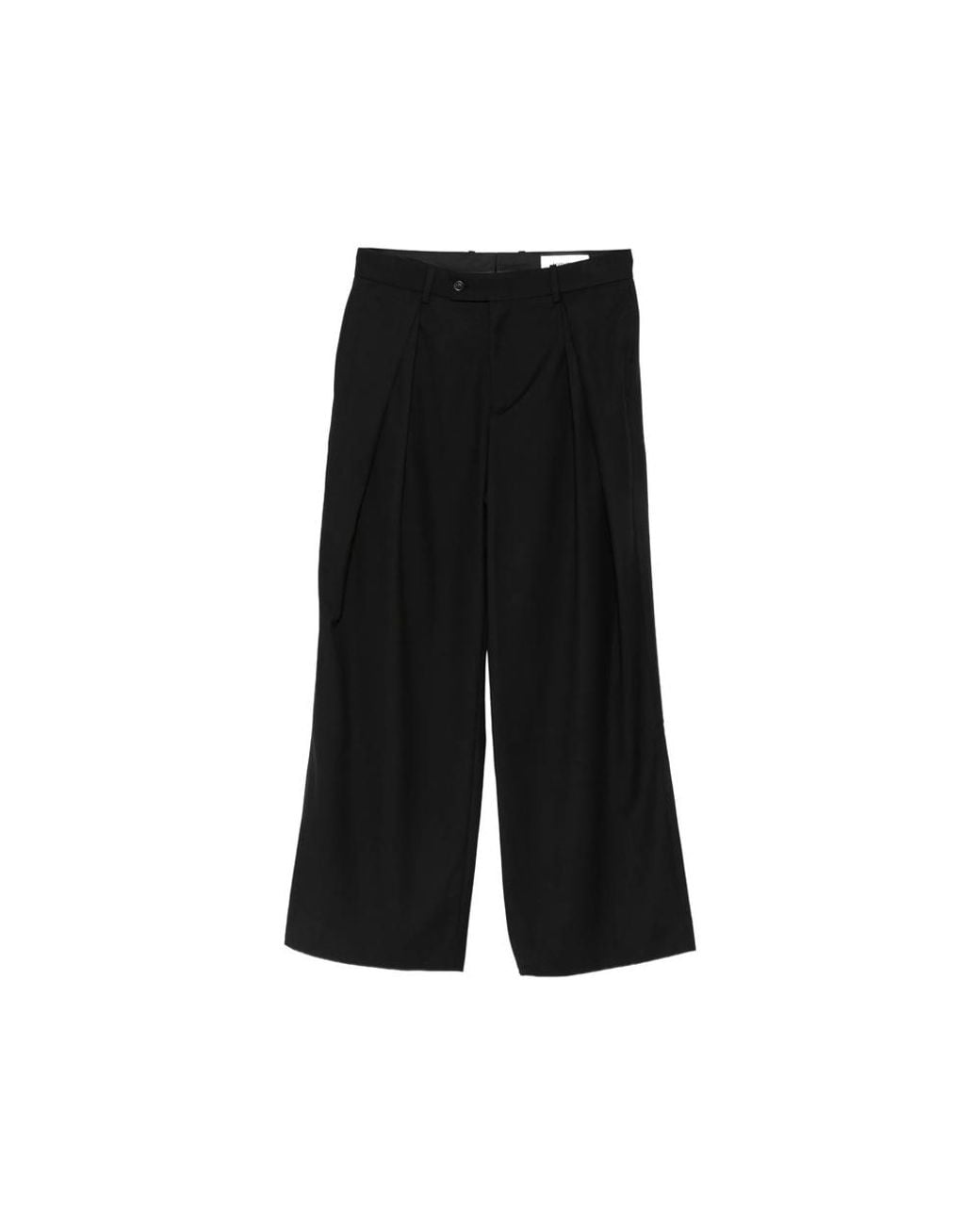 TONYWACK Black Pleated Wide-Leg Trousers for men