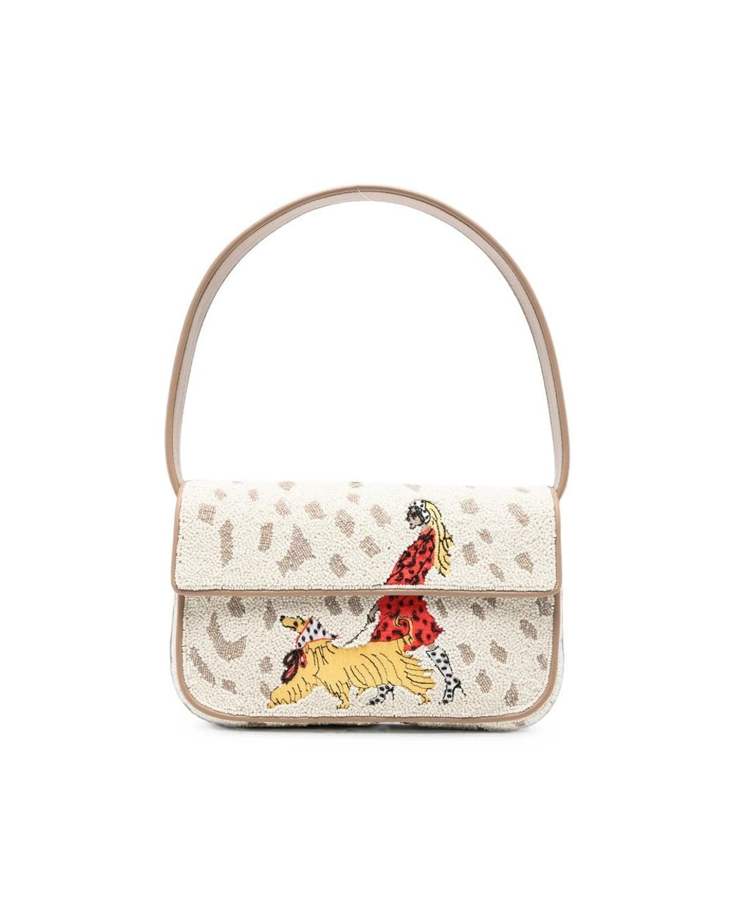 Staud White Bead-Embellished Tommy Shoulder Bag