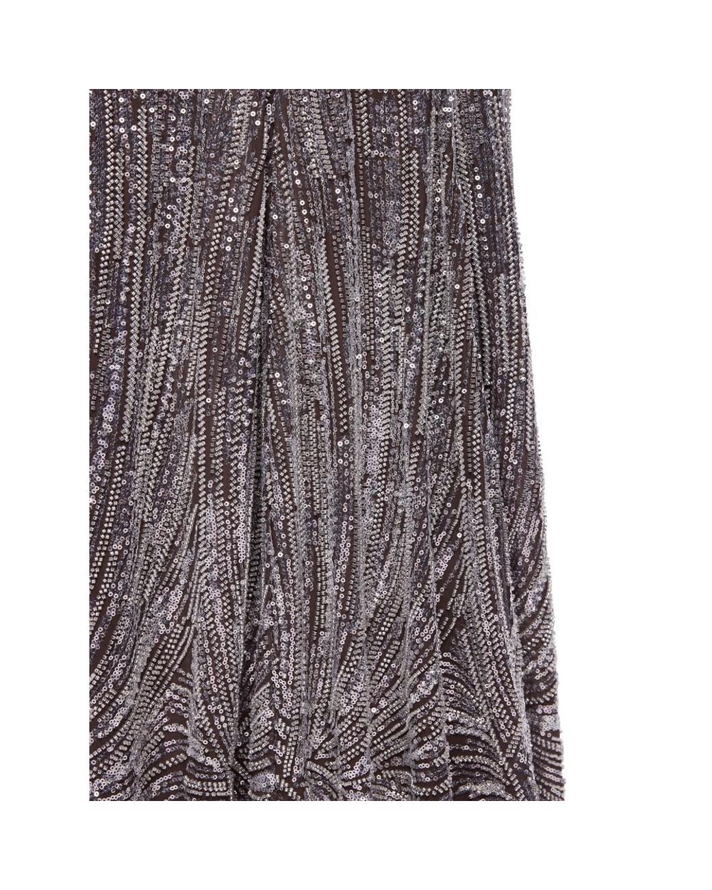 Rabanne Brown Long Fluid Skirt With Embroidery Details