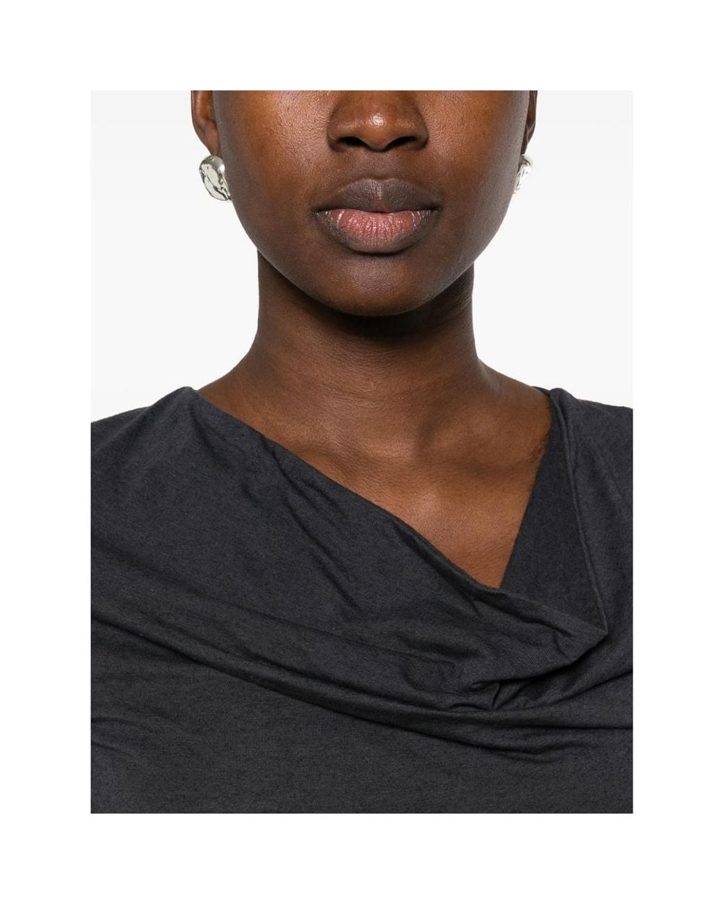 Paloma Wool Black Junco Ruched Cowl-Neck Top