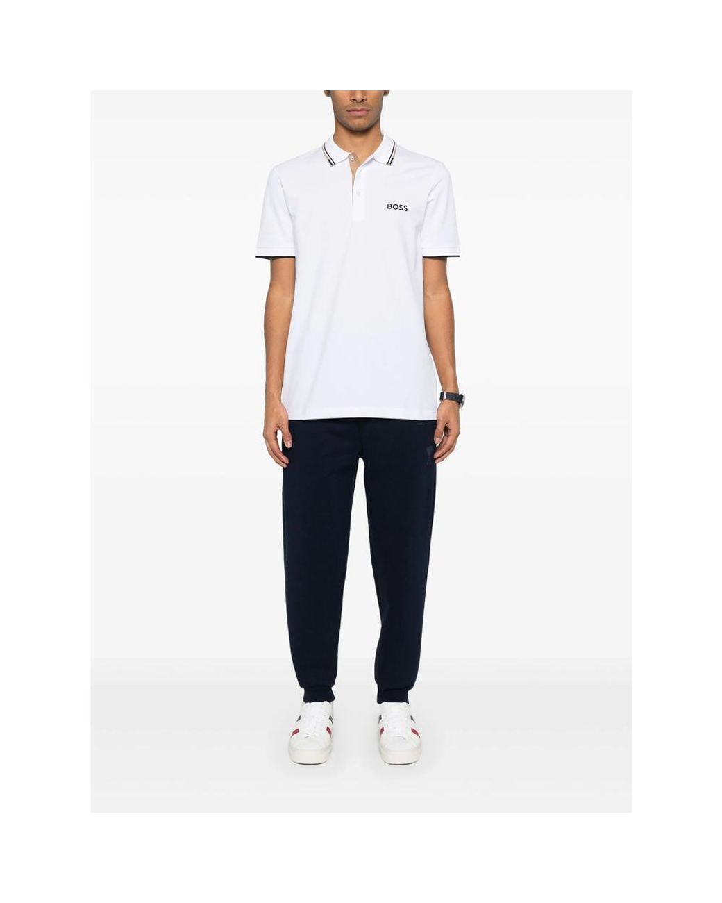 Boss White Active Paddy Regular-Fit Polo Shirt for men