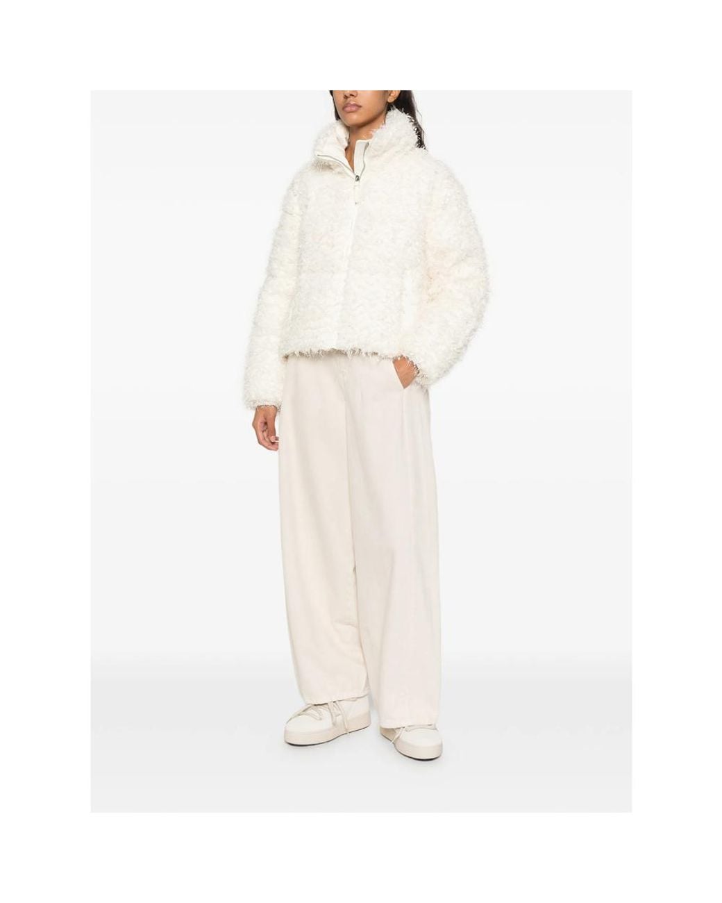 Mackage White High-Neck Textured-Finish Jacket