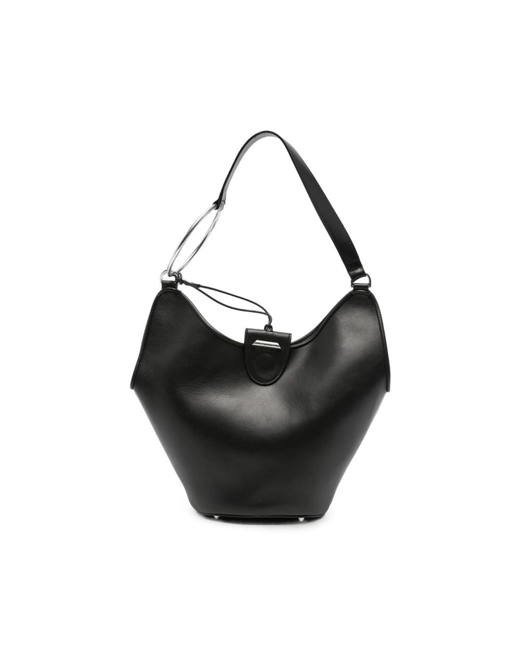 Dondup Black Ring-Detail Leather Shoulder Bag