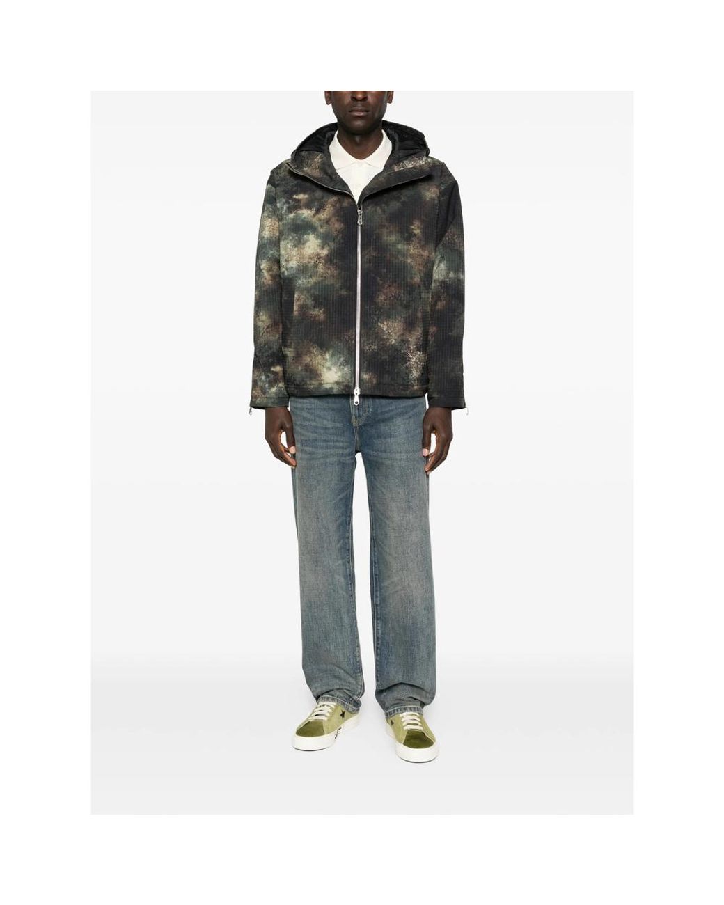 Cole Buxton Brown Camouflage-Pattern Hooded Jacket for men