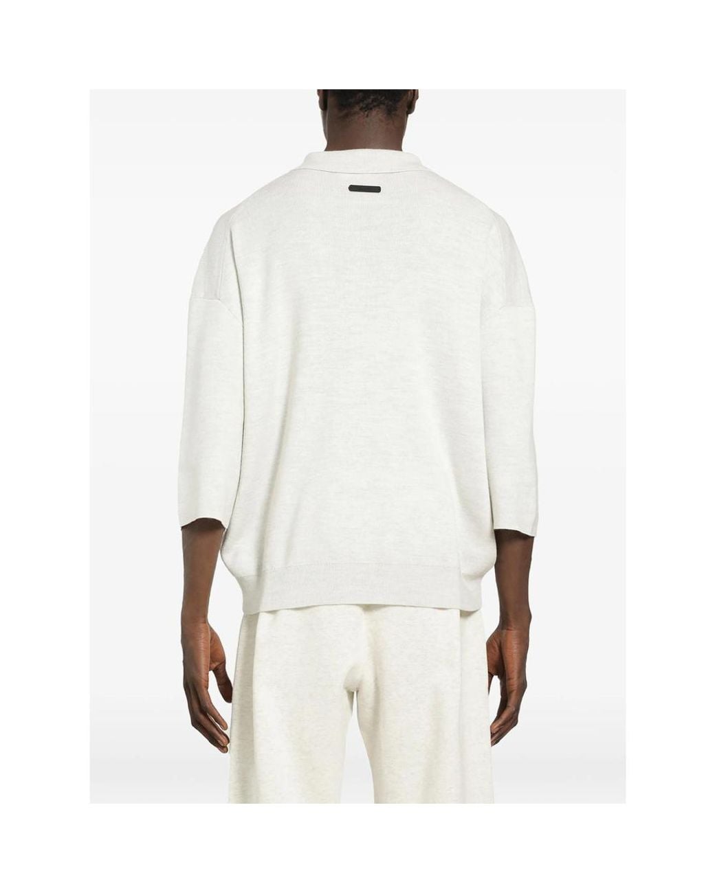 Fear Of God White Essentials Logo-Embroidered Polo Shirt for men