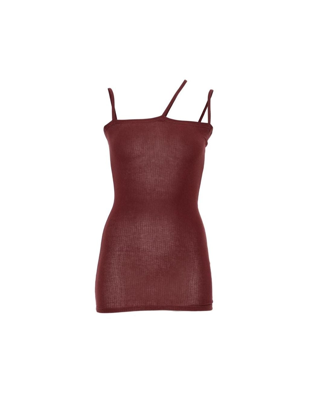 Baserange Red Ribbed Asymmetric Tank Top