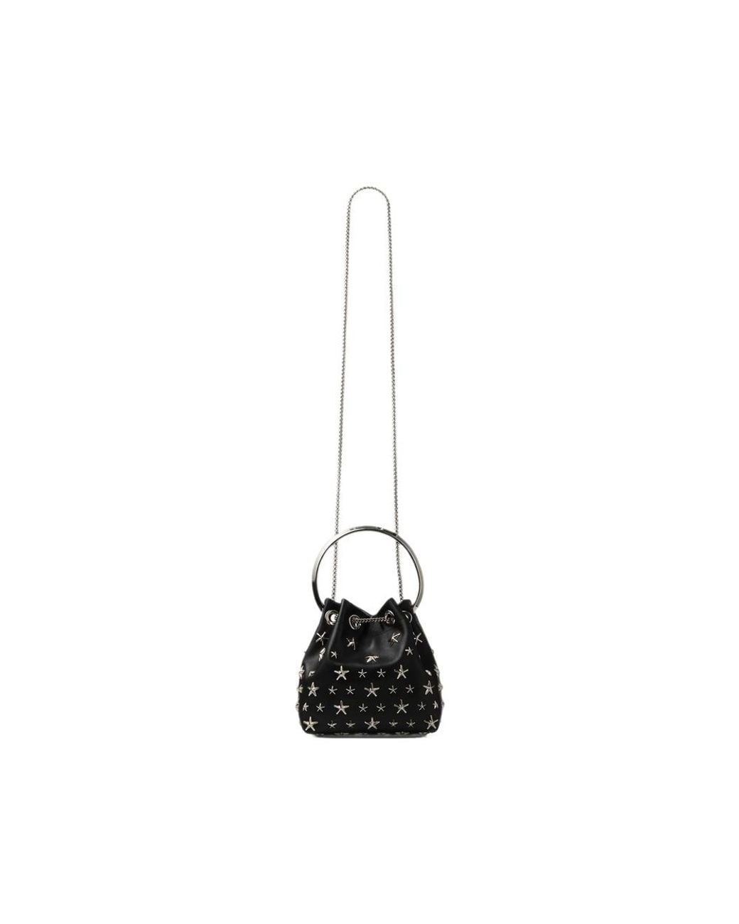 Jimmy Choo Black Bon Bon Star-Studded Bucket Bag