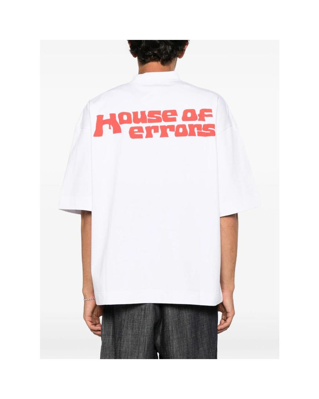 House of Errors Blue Graphic-Print High-Neck T-Shirt for men