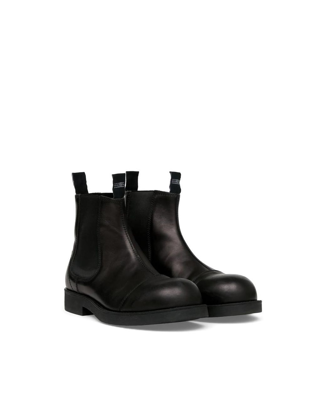 MM6 by Maison Margiela Black Biker Leather Chelsea Boots for men