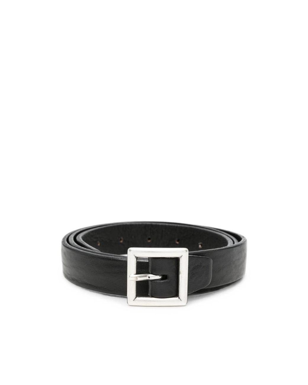 Eraldo Black Square-Buckle Leather Belt for men