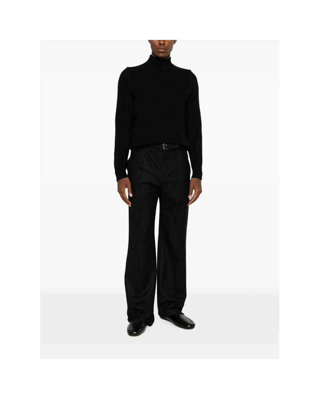 Fedeli Black Ribbed-Knit High-Neck Knit for men
