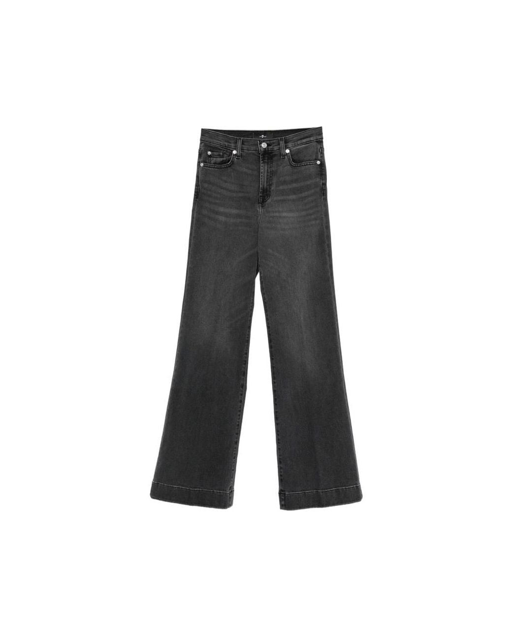 7 For All Mankind Gray Modern Dojo Faded-Effect Wide-Leg Jeans