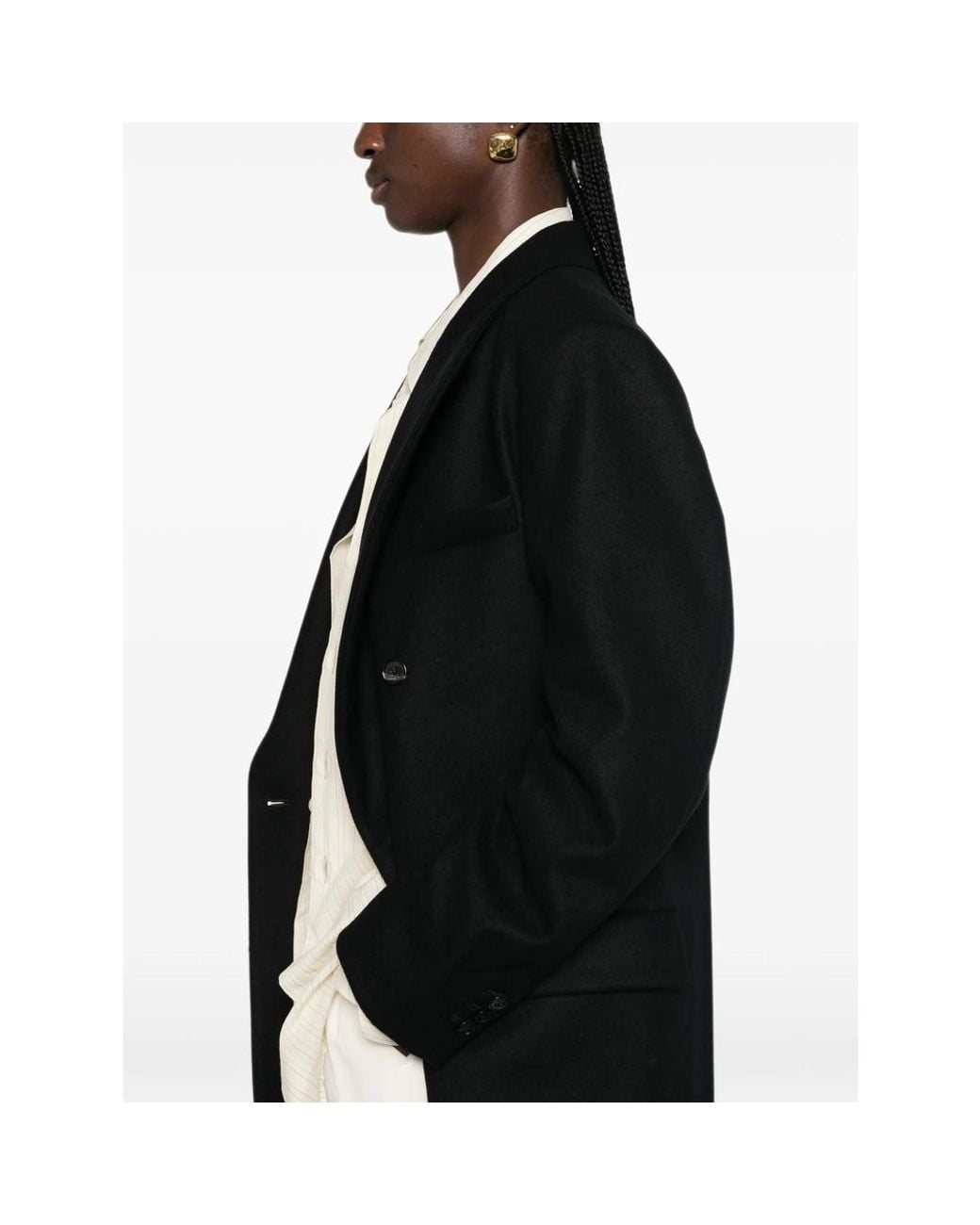 Barena Black Double-Breasted Peak-Lapels Coat