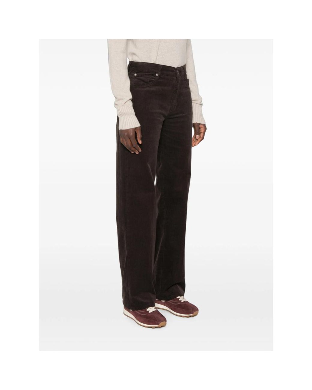 7 For All Mankind Black Stovepipe Belt-Loop Corduroy Trousers