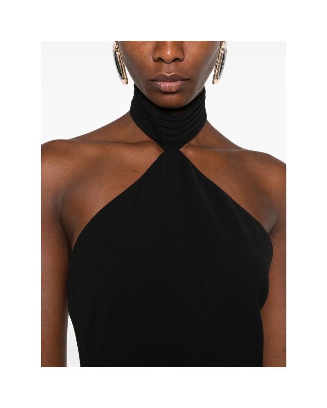 Ilkyaz Ozel Black Kailash Halterneck Back-Slit Maxi Dress