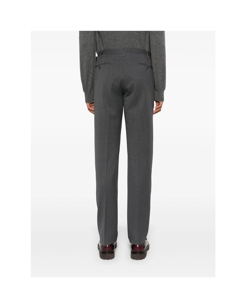Rota Gray Pressed-Crease Tailored Trousers for men