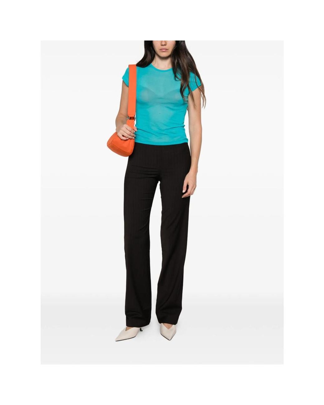 Paloma Wool Blue Oma Semi-Sheer Short-Sleeve T-Shirt
