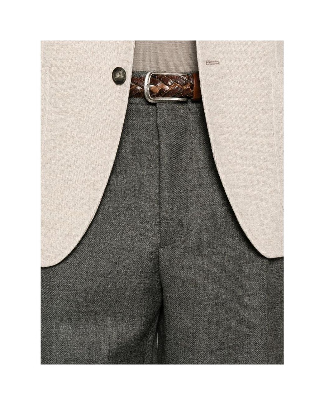 Briglia 1949 Gray Pleated-Detail Wide-Leg Trousers for men