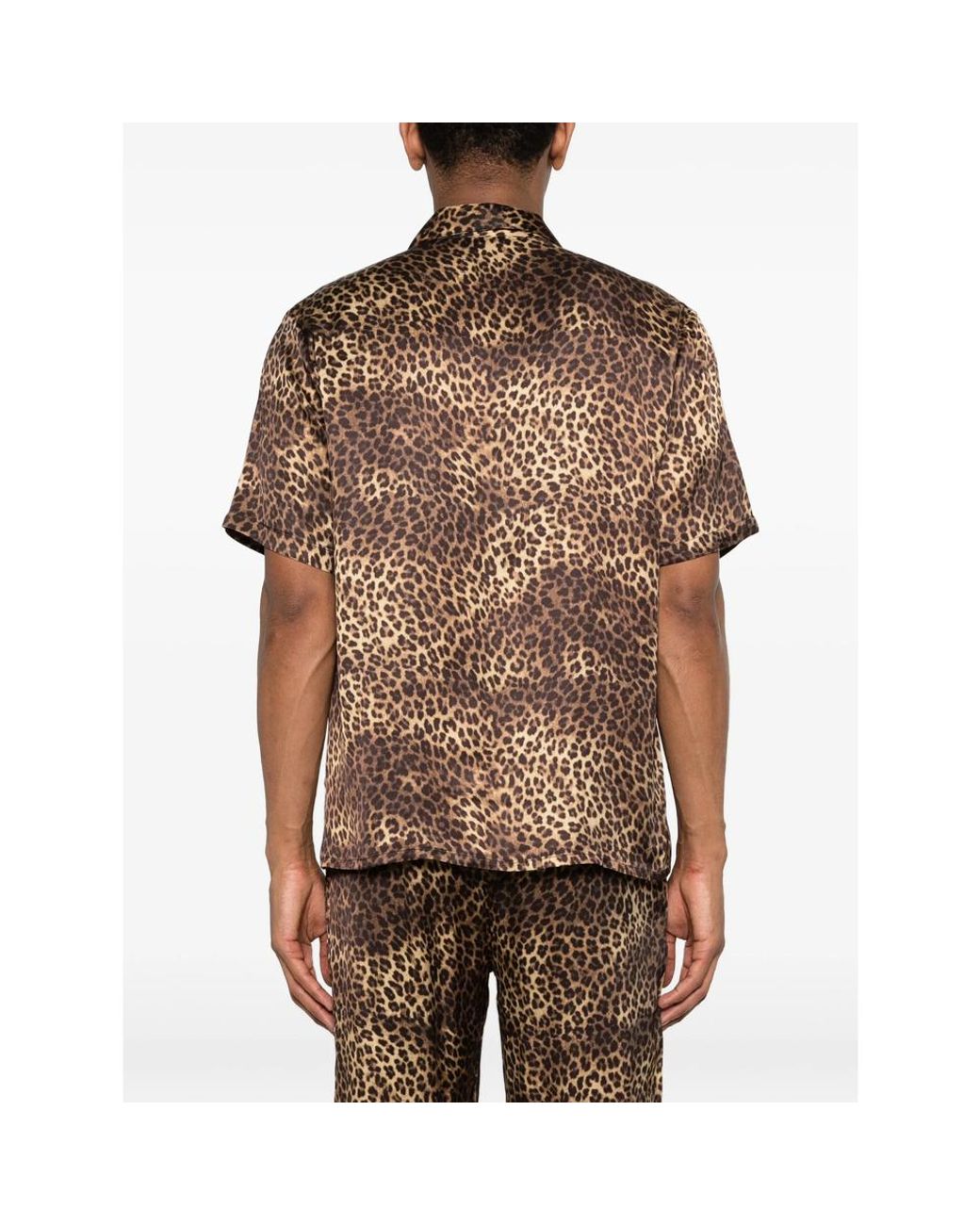 Ernest W. Baker Brown Animal-Print Short-Sleeve Shirt for men