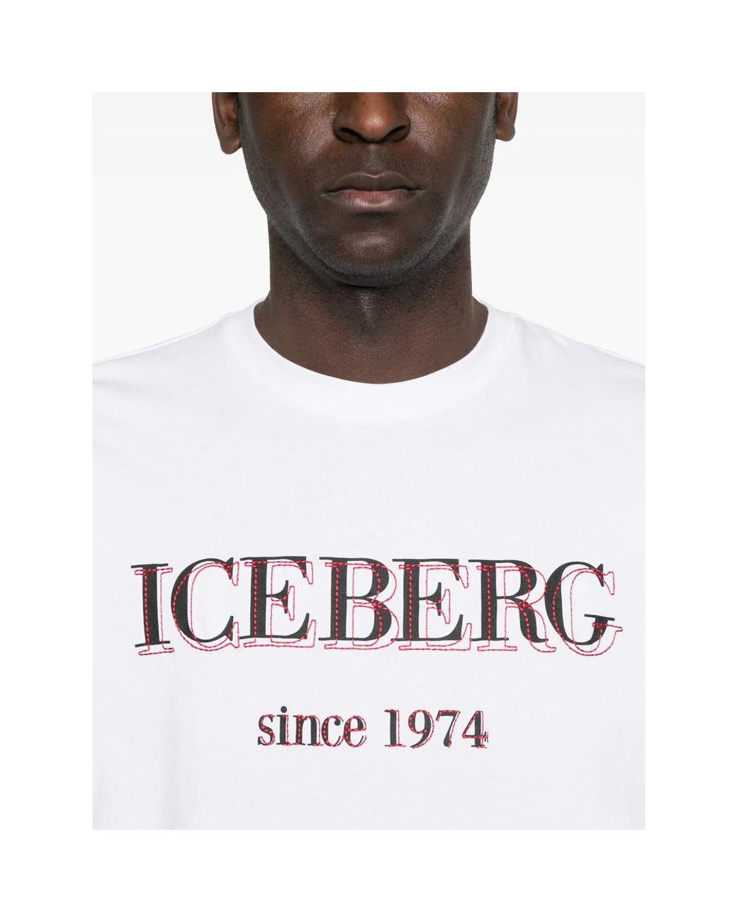 Iceberg Gray Logo-Embroidered Cotton T-Shirt for men