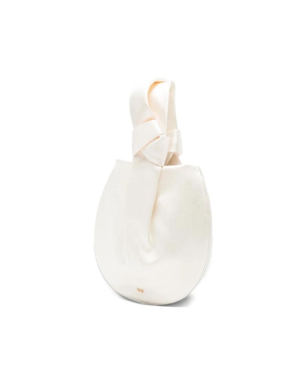 Anya Hindmarch White Horseshoe-Motif Satin Clutch Bag