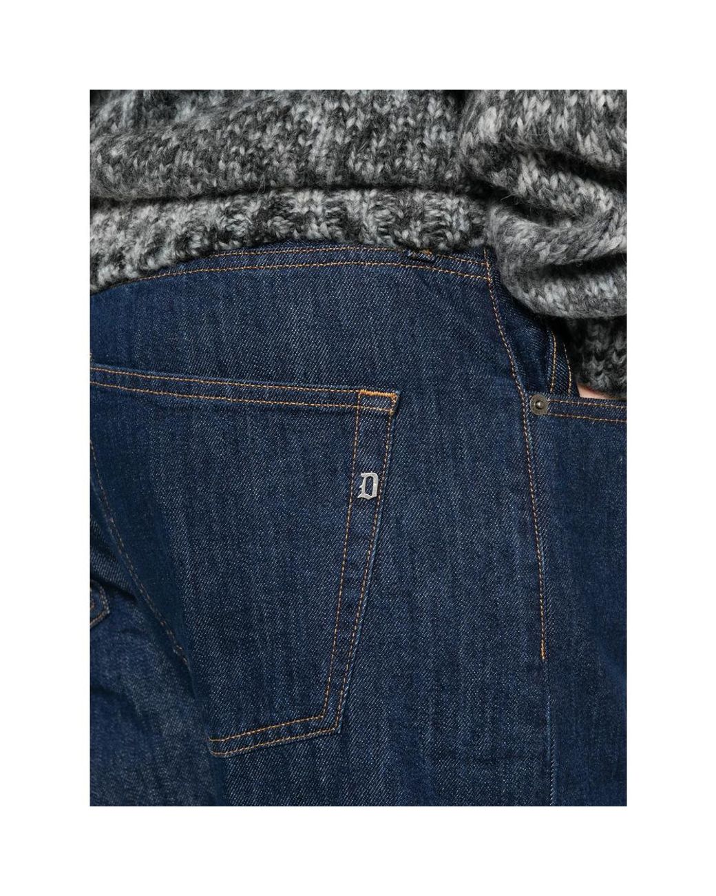 Dondup Blue Logo-Plaque Straight-Leg Jeans for men