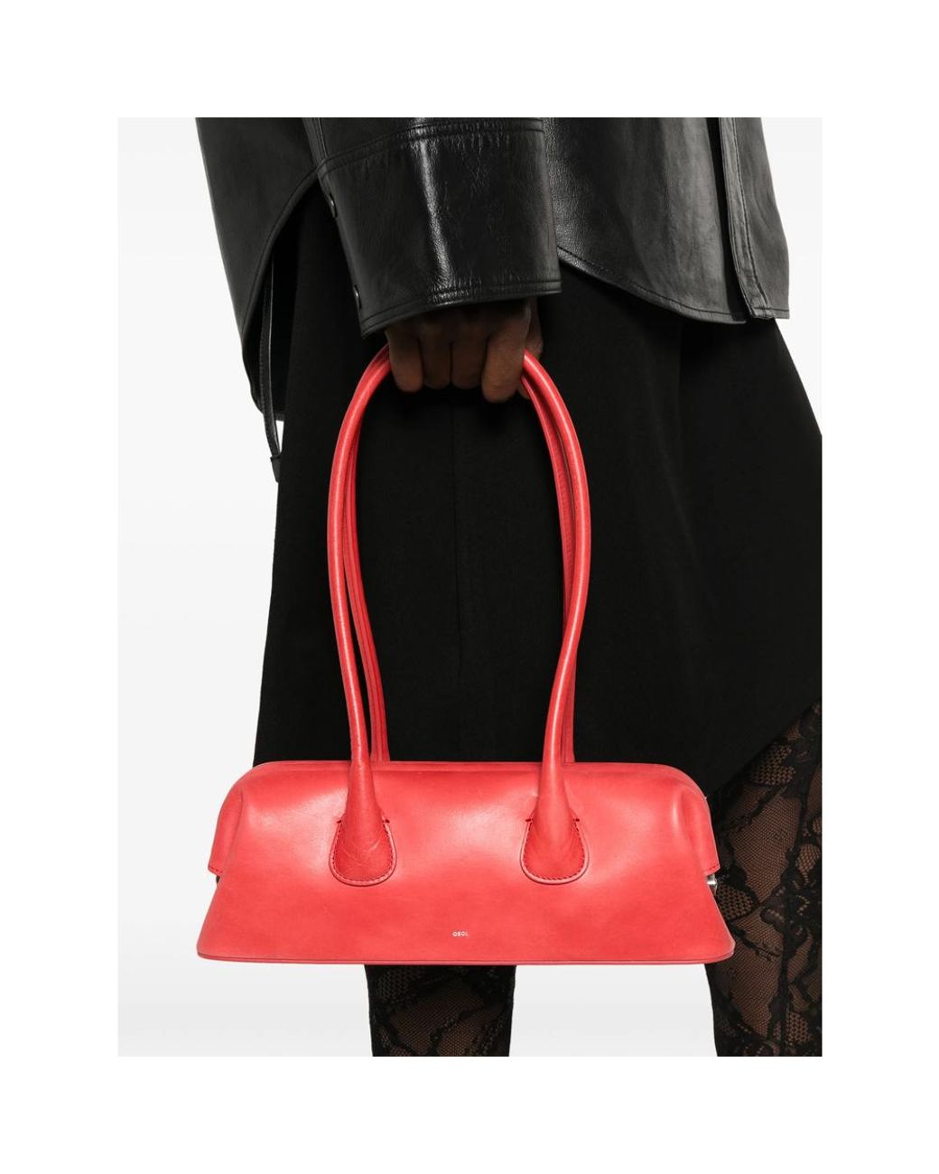 OSOI Red Mini Boat Leather Tote Bag
