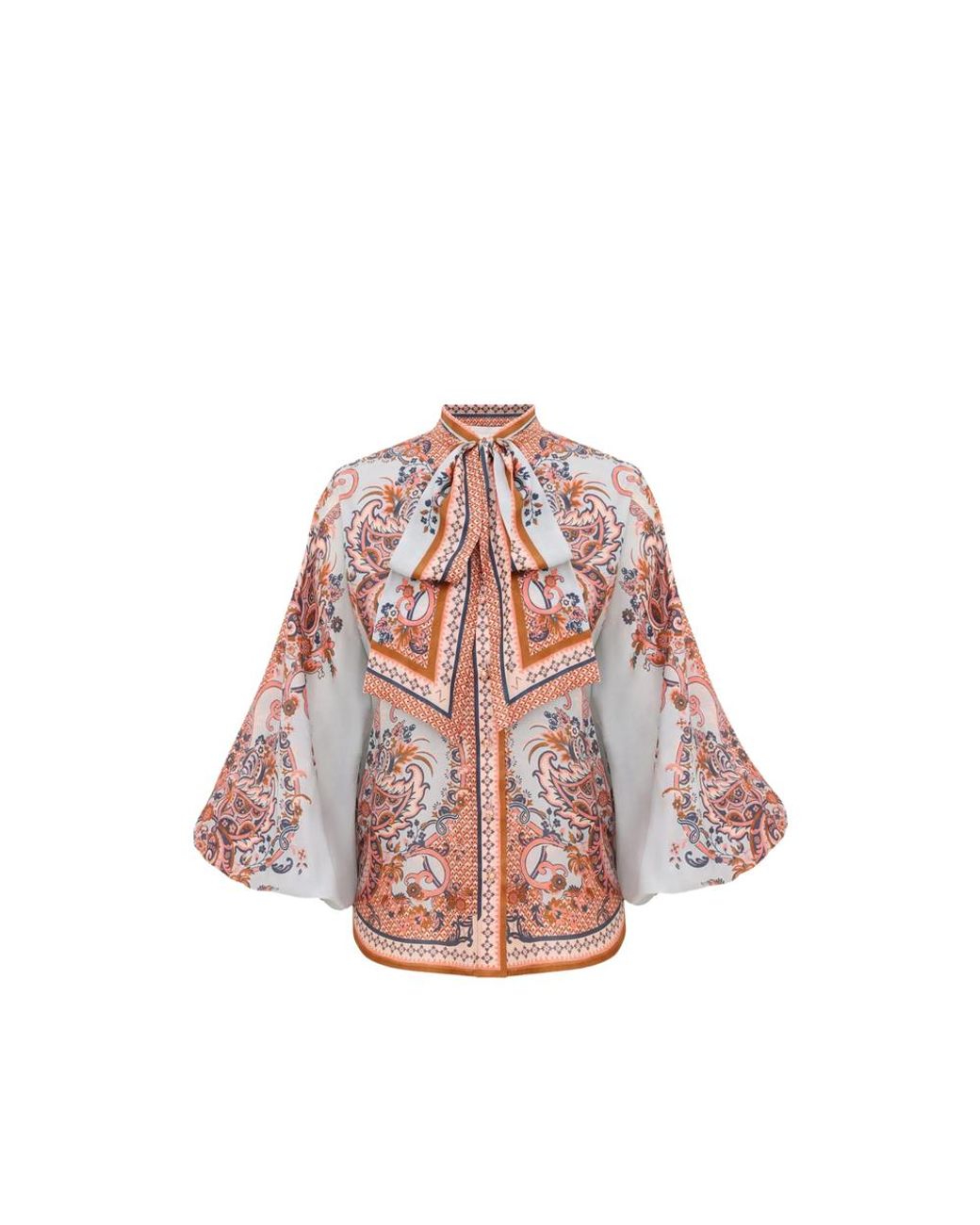 Zimmermann Pink Aster Tie-Neck Blouse
