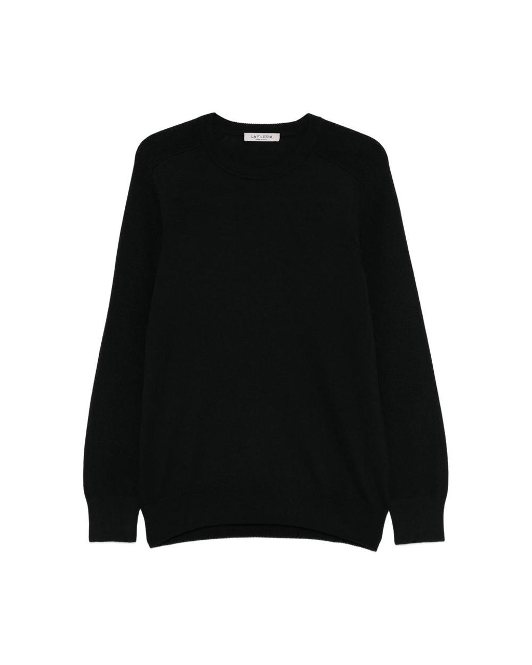 La Fileria Black Ribbed Crew-Neck Sweater for men