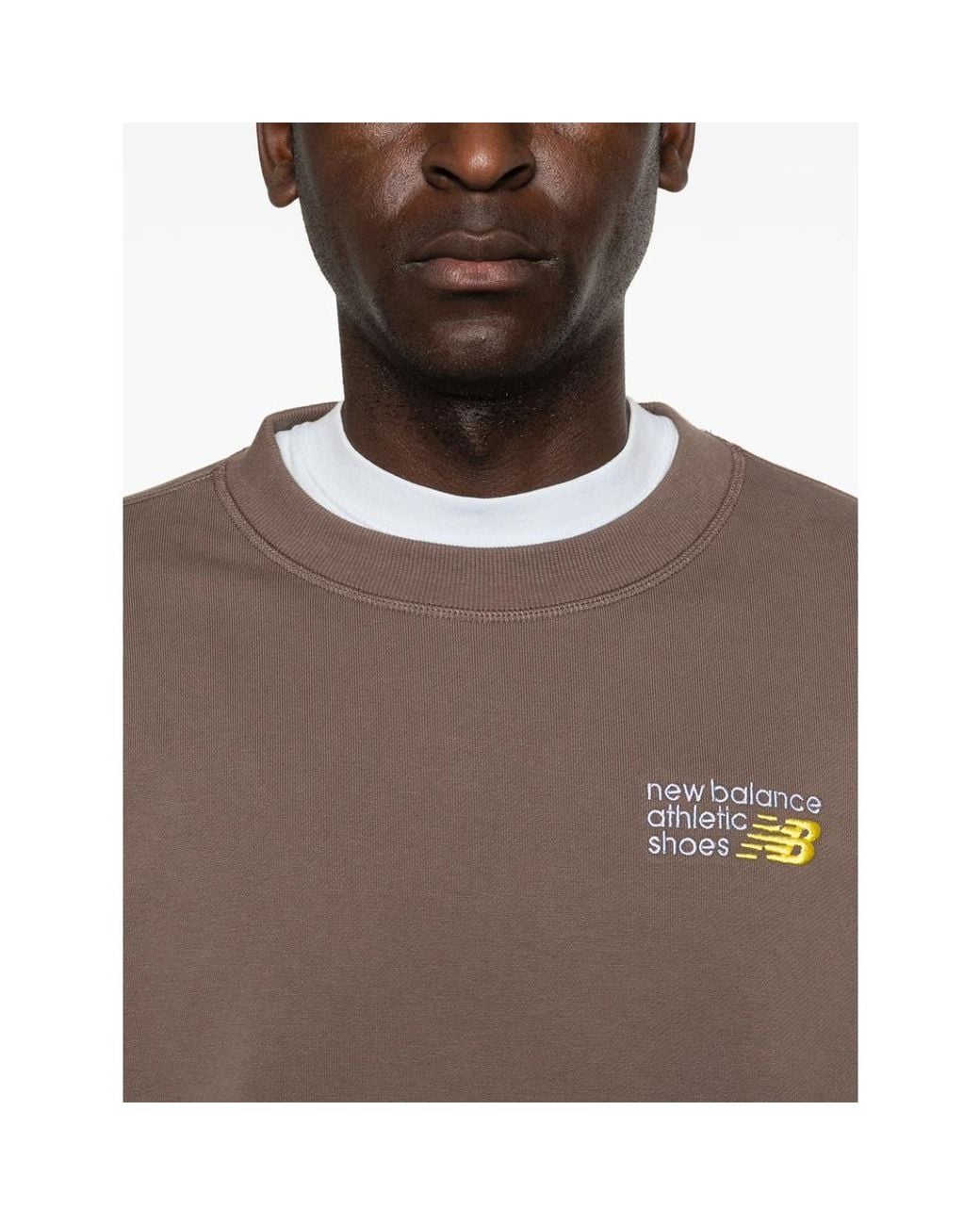 New Balance Brown Crew-Neck Sweatshirt for men