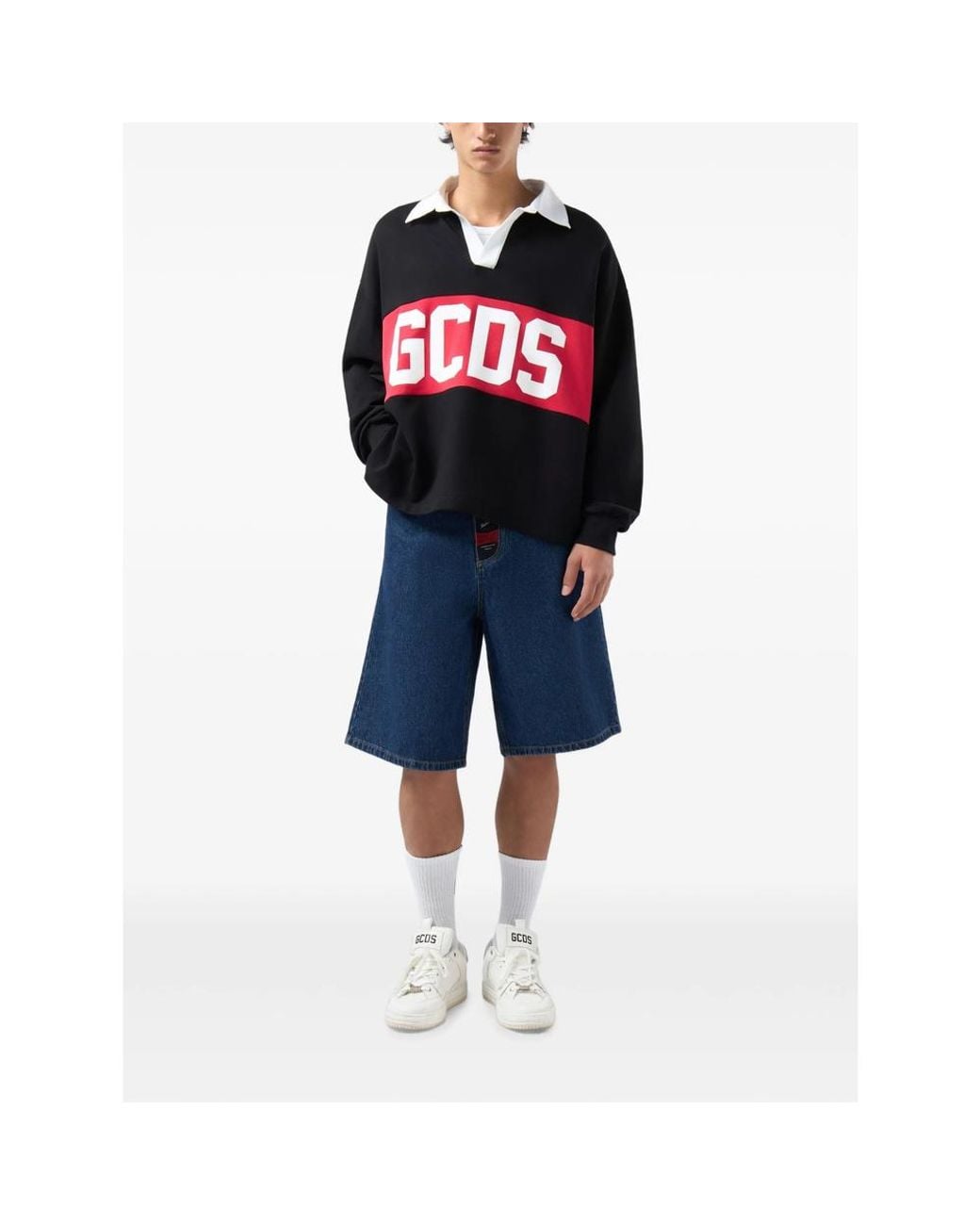 Gcds Black Logo-Print Long-Sleeve Sweatshirt for men