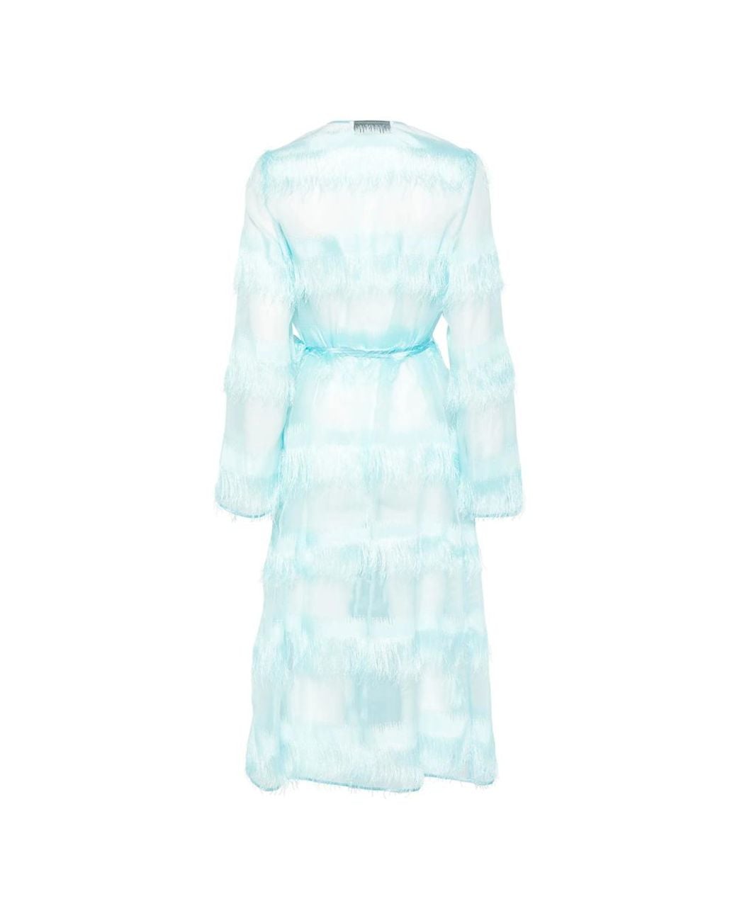 De Santis by Martin Alvarez Blue Fringe-Detailed Coat