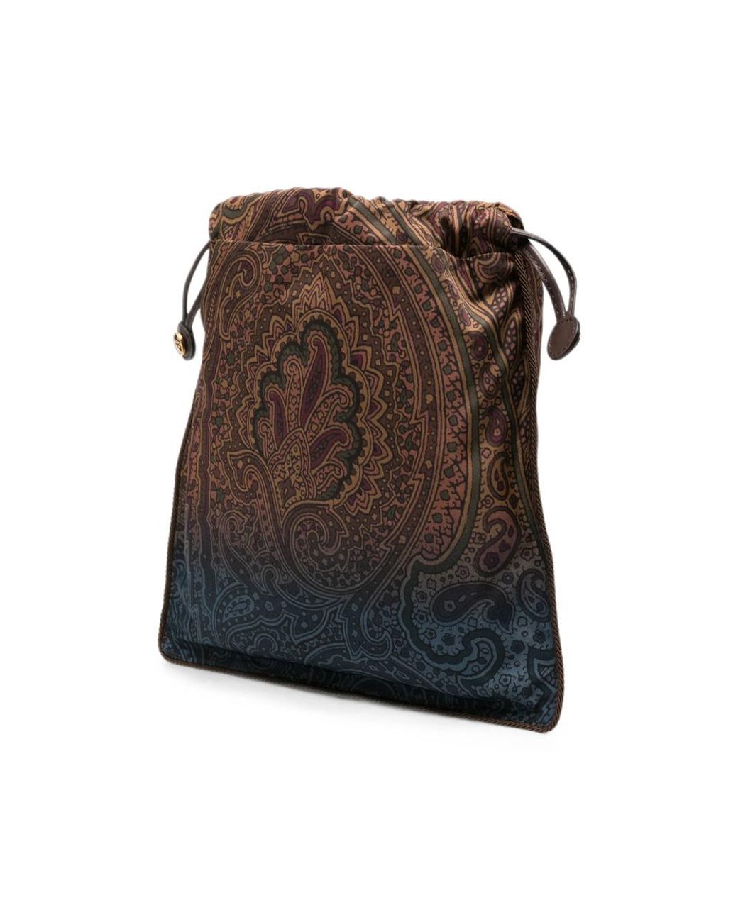 Etro Brown Paisley-Print Drawstring Tote Bag